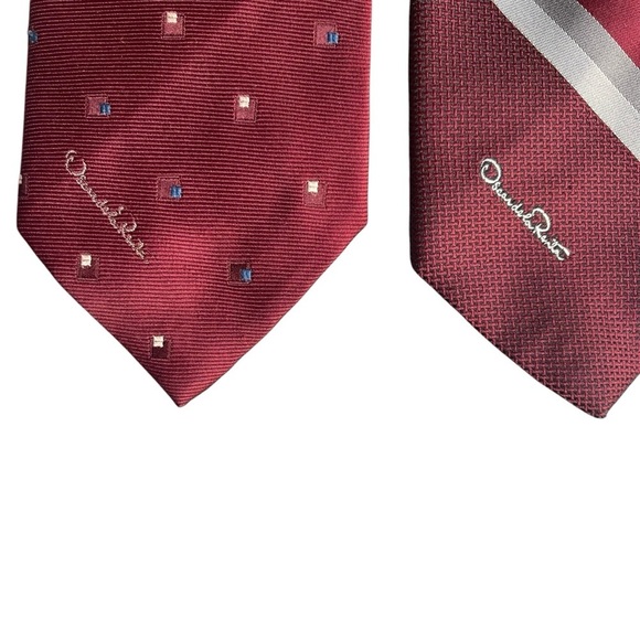 OSCAR DE LA RENTA Burgundy Silk Ties *Set of 2* - Picture 2 of 11